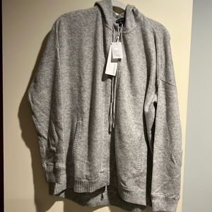 NWT heather gray long sleeve cashmere zipped cardigan sweater